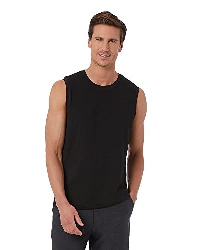 32 DEGREEES Men’s Cool Classic Relaxed Tank | Anti-Odor | 4-Way Stretch | Moisture Wicking, Black, Small